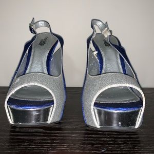 Silver & Blue Heels